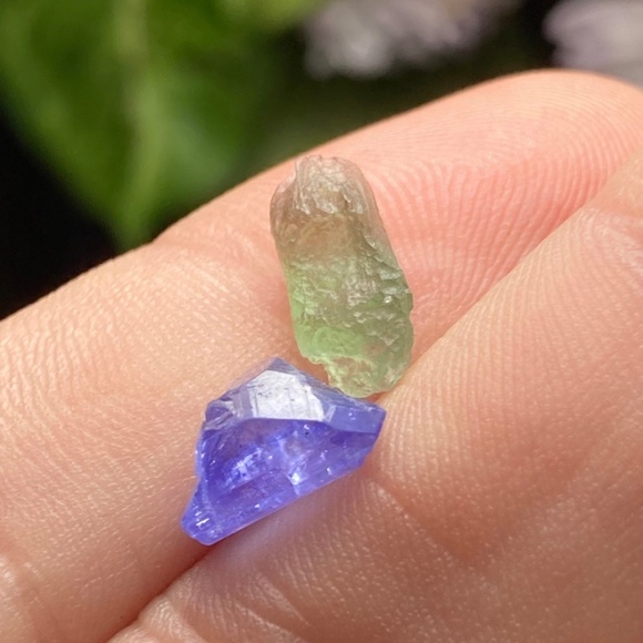 Moldavite, Tanzanite & Herkimer Diamond Pendant - Picture 8 of 9